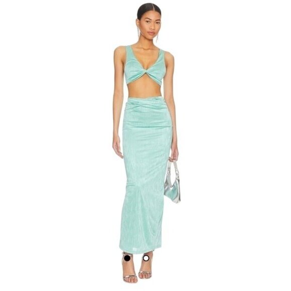 Revolve Superdown Small Joana Maxi Skirt Set Two Piece in Teal NWT MSRP $98 - Picture 4 of 6